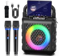 Macchina per karaoke con subwoofer aggiornato da 6,5 pollici, altoparlante portatile Bluetooth 5.3 per karaoke con modalità strumentale, sistema PA con regolazione eco, supporto USB/TF Card/AUX/REC