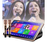 Macchina per karaoke con touch screen capacitivo a LED da 18,5 pollici e microfono wireless professionale, aggiornamento cloud per download di brani