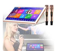 Macchina per karaoke con touch screen da 18,5", 2 microfoni wireless, aggiornamento online, 4 TB, lettore di canto karaoke con display