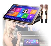 Macchina per karaoke con touch screen da 18,5", 2 microfoni wireless, aggiornamento online, 4 TB, lettore di canto karaoke con display