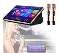 Macchina per karaoke con touch screen e microfoni wireless, sistema 4K con disco rigido per intrattenimento in famiglia e feste