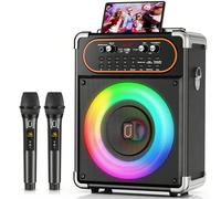 Macchina per karaoke JYX con 2 microfoni, altoparlante portatile Bluetooth 5.3 per karaoke per eventi all'aperto, raduni e feste, sistema PA con regolazione dell'eco per adulti, supporta la connession
