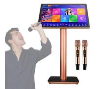 Macchina per karaoke, lettore karaoke professionale con touch screen capacitivo da 22 pollici con microfono wireless e interruttore a 27 lingue per bar per feste in casa,Black-2TB