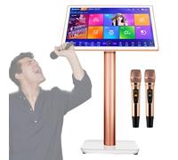 Macchina per karaoke, lettore karaoke professionale con touch screen capacitivo da 22 pollici con microfono wireless e interruttore a 27 lingue per bar per feste in casa,White-1TB