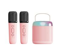 Macchina per karaoke per adulti, altoparlante Bluetooth portatile con 2 microfoni wireless, con luce a LED ed effetti che cambiano la voce, adatto per famiglie, riunioni e campeggio (Y2, doppio, rosa)
