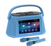 Macchina per karaoke per adulti, con display con testi, altoparlante Bluetooth portatile intelligente 2 microfoni wireless, sistema karaoke professionale 380 W potenza di picco grande luce Bluetooth