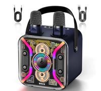 Macchina per karaoke per adulti con due microfoni karaoke wireless, sistema PA altoparlante Bluetooth con microfono supporta bassi alti, scheda TF, USB, AUX, macchina karaoke per TV, feste, compleanni