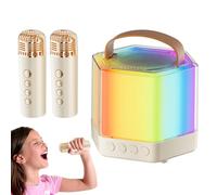 Macchina per karaoke per adulti - Macchina per karaoke RGB con luce colorata con 2 microfoni - Microfono portatile per esterni e altoparlante - Set di 2 microfoni wireless con illuminazione RGB
