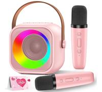 Macchina per karaoke per bambini 3-12 anni - Microfono senza fili Bluetooth, 2 microfoni, luci a LED, trasformatore di voce, regalo di compleanno per ragazza/ragazzo, giochi di musica per famiglie