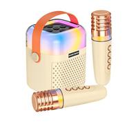 Macchina per karaoke per bambini, audio di canto, senza fili, con 2 microfoni, per karaoke wireless, per feste in ufficio, cortile, giardino esterno, riunioni e scenari