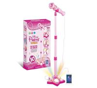Macchina per karaoke per bambini con supporto regolabile, microfoni per cantare insieme a luci lampeggianti rotazionali, pedali regalo per bambini dai 3 anni in su