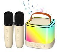 Macchina per karaoke per bambini e adulti, altoparlante Bluetooth portatile con 2 microfoni wireless, effetti che cambiano la voce e luci LED, per bambini dai 3 ai 30 anni