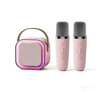 Macchina per karaoke per bambini e adulti, mini macchina per karaoke con 2 microfoni wireless, altoparlante Bluetooth portatile con effetti di modifica della voce e luci a LED, ottimo regalo per
