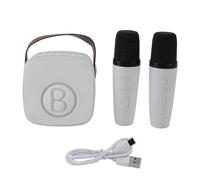 Macchina per karaoke per bambini in miniatura altoparlante bluetooth wireless portatile con microfono Design carino per incontri familiari feste di compleanno ABS White Materiale (Doppio microfono