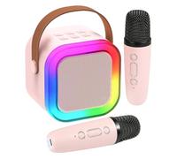 macchina per karaoke per bambini,Macchina per karaoke per bambini | Altoparlante wireless con luci a LED e 2 microfoni wireless - Altoparlante per cantare con microfono, macchina per karaoke per