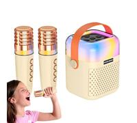 Macchina per karaoke per bambini, piccola canto per karaoke, altoparlante portatile per karaoke all'aperto, macchina per karaoke giocattolo con 2 microfoni wireless PA