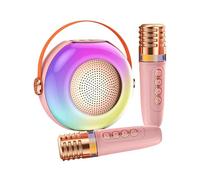 Macchina per karaoke per karaoke, altoparlante con due microfoni, luci LED, lettore musicale per riunioni familiari, scatola audio per adulti e