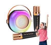 Macchina per karaoke per,Karaoke per, Altoparlante con due microfoni - Luci LED, Lettore musicale per adulti e macchina audio per riunioni familiari
