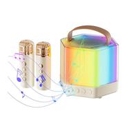 Macchina per karaoke portatile,Macchina per karaoke,Altoparlante con illuminazione RGB e 2 microfoni wireless | Microfono e altoparlante portatili per uso esterno, familiare e domestico, adatto per