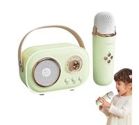 Macchina per karaoke portatile | Mini altoparlante con 2 microfoni wireless e effetti mutevoli della voce | Karaoke divertente set per bambini e adulti - ideale per feste a casa e all'aperto