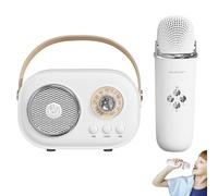 Macchina per karaoke portatile | Mini altoparlante con 2 microfoni wireless e effetti mutevoli della voce | Karaoke divertente set per bambini e adulti - ideale per feste a casa e all'aperto