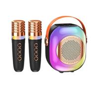 Macchina per karaoke portatile per karaoke con microfoni,Macchina karaoke portatile per con 2 microfoni - Macchina di cantare divertente, altoparlante karaoke domestico, bassi pesanti per