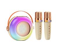 Macchina per karaoke senza fili, Macchina per karaoke portatile - altoparlante con due microfoni,Luci a LED, Lettore musicale per riunioni familiari, scatola audio per adulti e