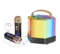 Macchina per karaoke senza fili, macchina per karaoke portatile, altoparlante karaoke senza fili, colore RGB | Set di microfoni senza fili con illuminazione RGB, 2 microfoni senza fili
