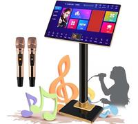 Macchina Per Karaoke, Touch Screen Da 21,5 Pollici Tutto In Uno, Con Visualizzazione Testi, Controllo App Telefono, Con 2 Microfoni Wireless, Controllo Vocale Intelligente Ai E Supporto Di Più Lingue