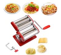 Macchina per la pasta 3 in 1 in acciaio inox, con 2 lame e 9 spessori regolabili, tagliapasta, macchina per la pasta fresca manuale con morsetti di montaggio Con una sola macchina per la pasta, puoi p