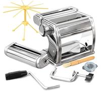 Macchina per la Pasta con Stendino Pieghevole - Acciaio Inossidabile - Sfogliatrice Pasta Impostazioni Regolabili con Morsetto di Fissaggio - Lasagne, Tagliatelle e Ravioli Fatti in Casa