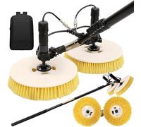 Macchina per la Pulizia dei Pannelli solari, Spazzola a spruzzo d'Acqua a Doppia Testa, Kit Asta telescopica da 3,5 m per Una Manutenzione efficiente dei Pannelli solari in Giardini e uffic