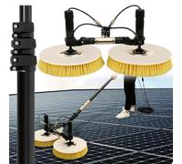 Macchina per la Pulizia dei Pannelli solari, Spazzola per la Pulizia con Getto d'Acqua a Doppia Testa con Kit Asta telescopica da 7,5 m, alimentata a Batteria al Litio, Ideale per edifici p