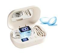 Macchina per la pulizia delle len a contatto ad ultrasuoni, detergente per contatti oculari portatile ricaricabile con specchio cosmetico, custodia compatta per len a contatto per ufficio viaggio