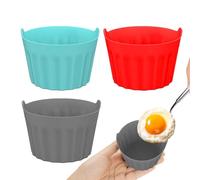 Macchina per le uova in camicia in silicone - tazze riutilizzabili per scaletta uova | 3 bracconieri di uova in silicone | rivestimenti non appiccicosi portauovo resistente al calore cucina