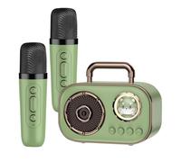 Macchina per microfono e altoparlanti, karaoke senza fili con 2 microfono - Ripristino ricaricabile della durata della batteria lunga Connessione audio a doppio microfono per il ristorante