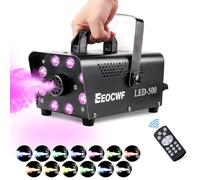 Macchina per nebbia portatile, 500 W, con 8 LED e 13 effetti di luce a colori, 2 in 1 con telecomando senza fili, spray automatico, mini nebulizzatore da palcoscenico per matrimoni, Natale, Halloween,