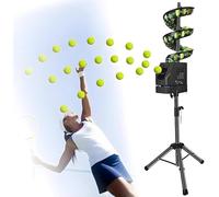 Macchina per palline da tennis telecomandata con base triangolare, alimentatore automatico leggero per pratica e allenamento, include 33 palline