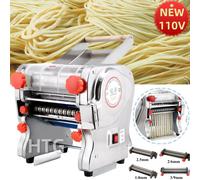Macchina per pasta elettrica da 550 W Macchina per noodle Gnocco Rullo per pelle Acciaio completamente in acciaio inossidabile Macchina per noodle a doppio coltello per uso commerciale width 18cm 3mm