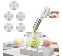 Macchina per Pasta Elettrica,Macchina per Pasta Fresca,Macchina per la Pasta Elettrica Portatile,Torchio per Pasta in Acciaio Inossidabile,Macchina per la Pasta con 5 Stampi, 4 Accessori