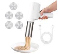 Macchina per pasta elettrica palmare, macchina ricaricabile automatica 2000mAh, 5 stampi per pasta fatta in casa, spaghetti/maccheroni