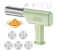 Macchina per Pasta Elettrica Portatile 2600mAh con 5 stampi per pasta, 3 stampi per clisteri, spatola e misurino, Ricaricabile Macchina per la Pasta Fresca per Fare Spaghetti