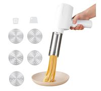 Macchina per Pasta Elettrica Portatile, 40W Ricaricabile Macchina per la Pasta Fresca con 5 stampi per pasta, Torchio per Pasta in Acciaio Inossidabile per Picnic o Domestico