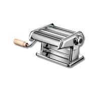 Macchina per pasta in acciaio cromato con rulli regolabili compatta e artigianale