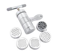 Macchina per pasta in acciaio inossidabile Macchina per pasta Pressa manuale con 5 stampi Resistente facile da usare per la di casa Ristorante Argento 17,5x13x6 cm 668 g