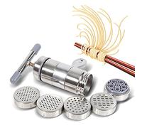 Macchina per Pasta, Macchina per Pasta Pressa per Pasta Pressa per Pasta Manuale in Acciaio Inox con 5 Teste per Stampi per Fettuccine Fresche, Spaghetti, Lasagne, Pressa a Rullo