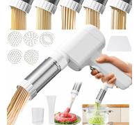 macchina per pasta portatile, Macchina for la pasta senza fili 5 in 1, macchina automatica for pressatura delle tagliatelle in casa, stampi(White)