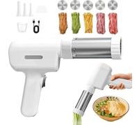 Macchina per Pasta Portatile Senza Fili a Mano Elettrica con 5 Stampi Intercambiabili, Pressa per Noodles 5-In-1 Portatile per Spaghetti, Linguine, Noodles Spessi e Sottili