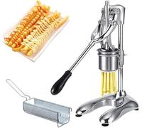 Macchina per patatine fritte manuale in acciaio inossidabile a 12 fori | Estrusore per strisce di patate lunghe con pressa e cestello rimovibili | Ideale per uso domestico e commerciale (30 cm)