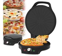 Macchina Per Pizza Elettrica Da 2000 W, Diametro 32 Cm, Riscaldamento Bifacciale/progettazione Antiaderente, Maniglia Antiscottatura, Cottura Rapida, Per Preparare Pizze in Casa,Black